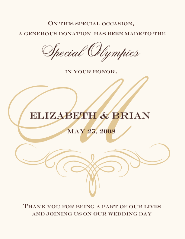 Flourish Monogram 09 Contemporary and Classic Donation Cards