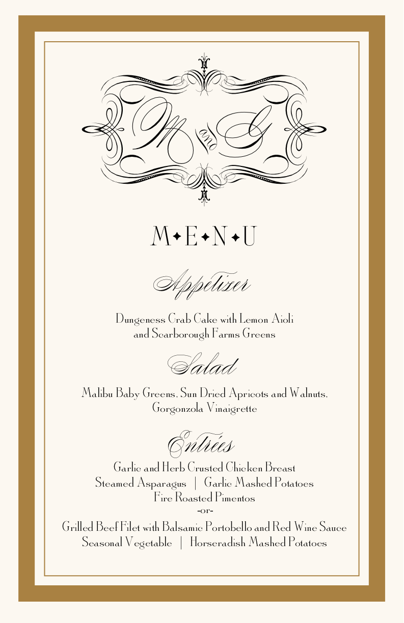 Compendium Monogram Contemporary and Classic Menus