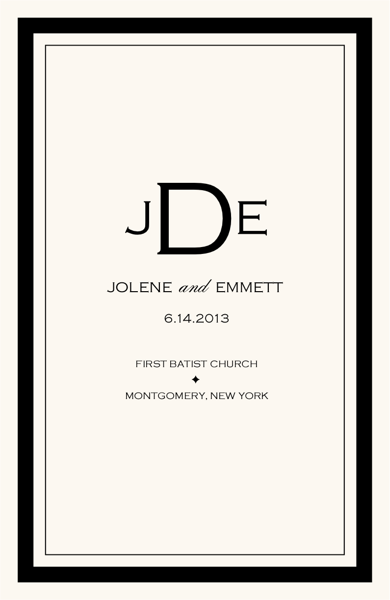 Copperplate Monogram Contemporary and Classic Wedding Programs