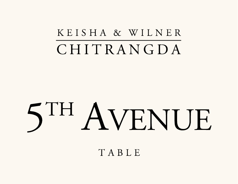 Garamond Monogram Contemporary and Classic Table Names