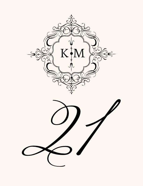 Monsieur Victorian Frame Contemporary and Classic Table Numbers