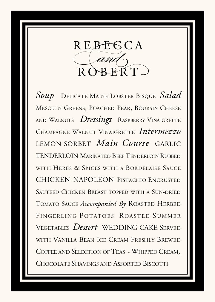 Something Old, Something New Contemporary and Classic Menus