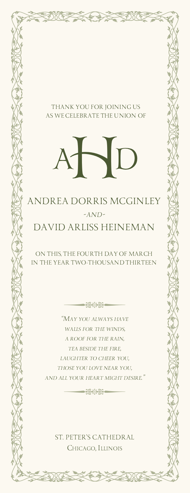 Yana Monogram Contemporary and Classic Wedding Programs