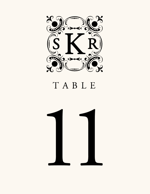 Your Highness Contemporary and Classic Table Numbers