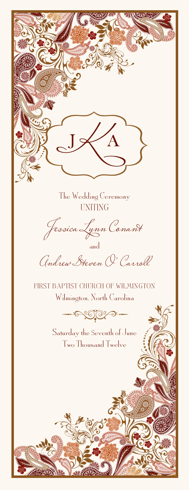 Paisley Garden Contemporary and Classic Wedding Programs