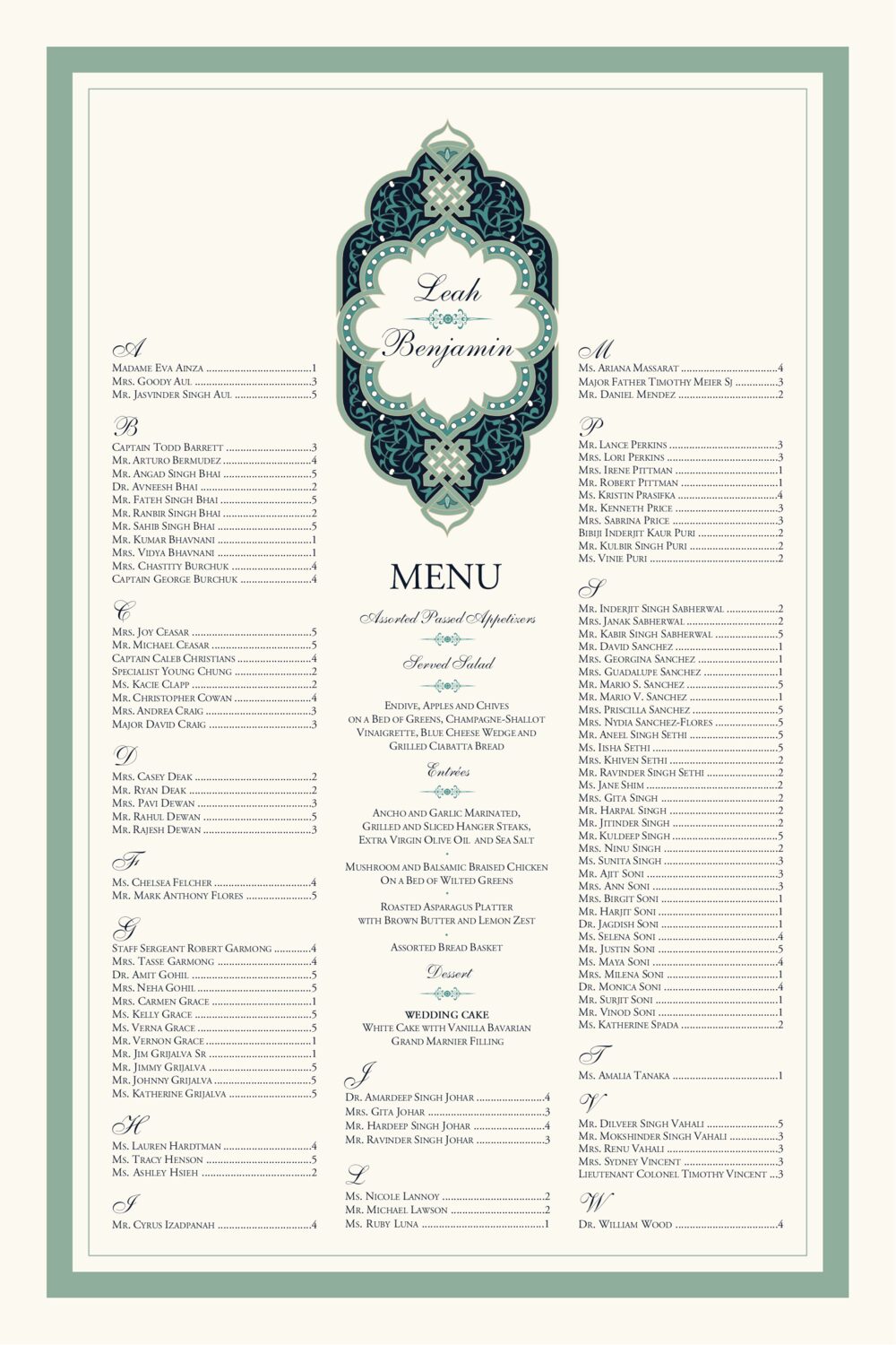 Dharma-Wisdom Indian Wedding Seating Charts