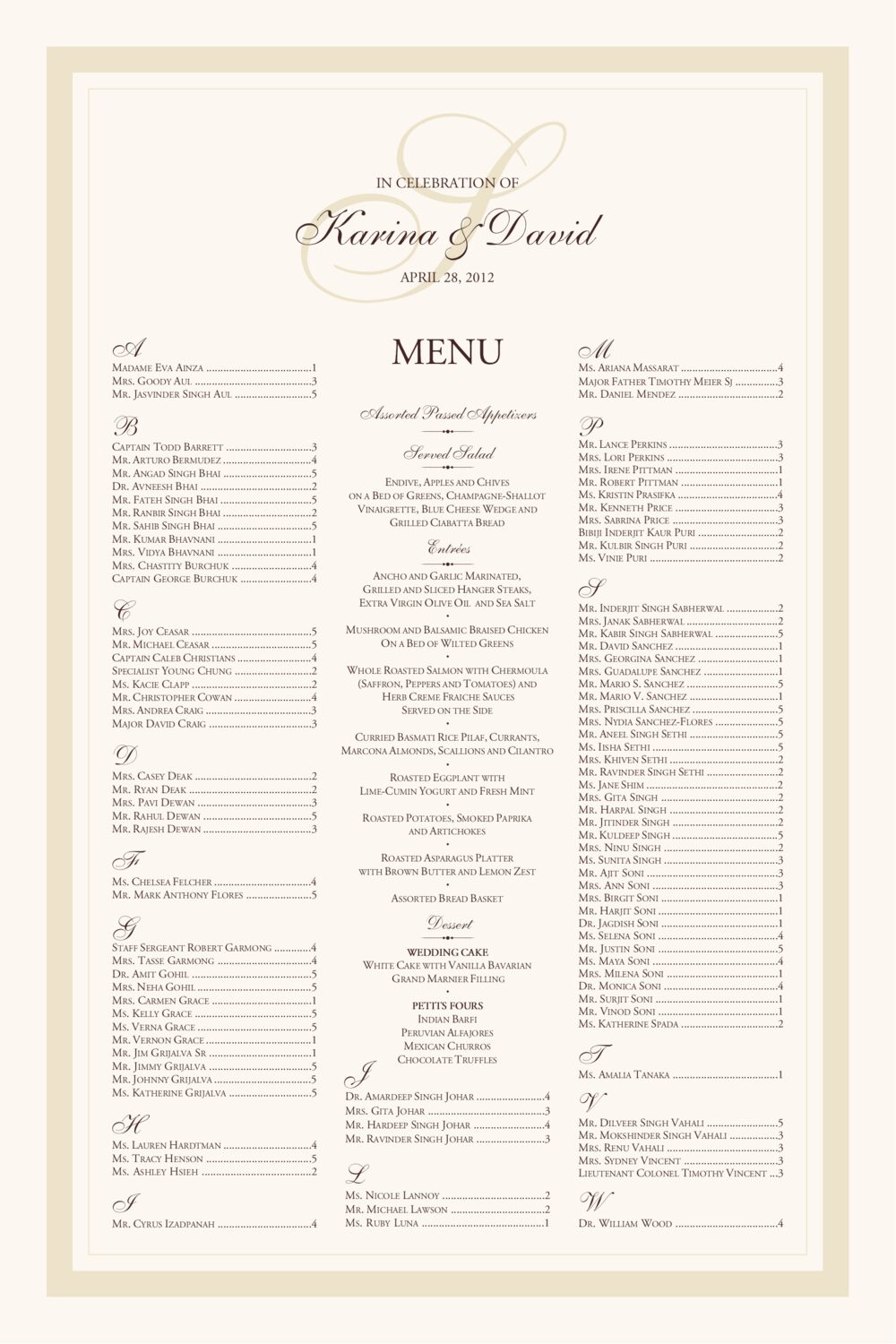 Elegance Monogram 28 Contemporary and Classic Wedding Seating Charts