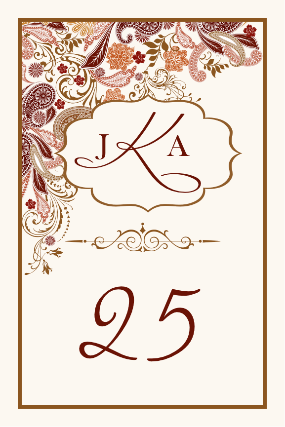 Paisley Garden Contemporary and Classic Table Numbers