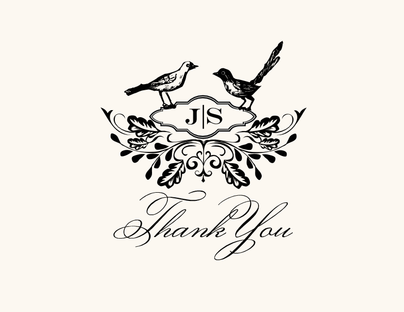 Woodcut Birds Birds and Butterflies Thank You Notes