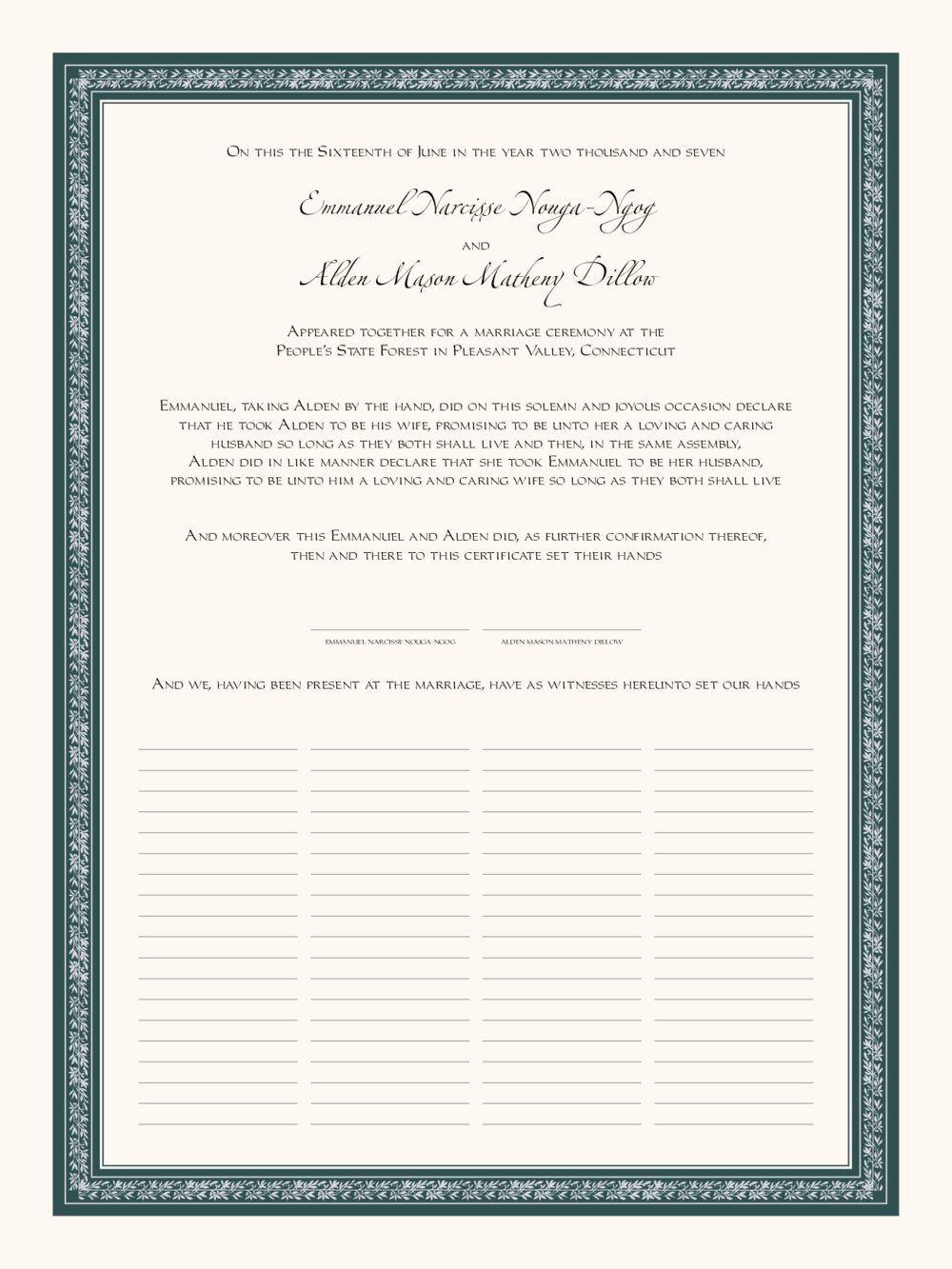 Zapfino-Imperial-Celtic Vine Contemporary and Classic Wedding Certificates
