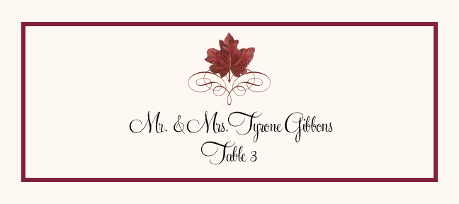 Maple Leaf Flourish Autumn/Fall Leaves Place Cards