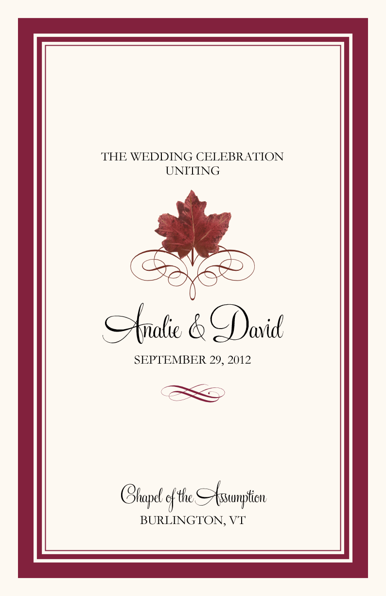 Maple Leaf Flourish Autumn/Fall Leaves Wedding Programs