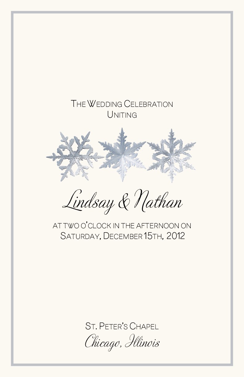Snowflake Pattern Winter and Holiday Wedding Programs