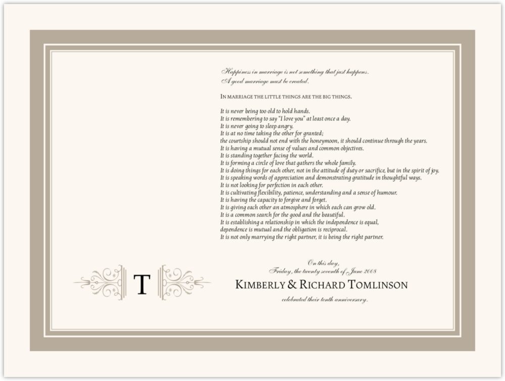 10th Anniversary-A Good Marriage  Wedding Certificates