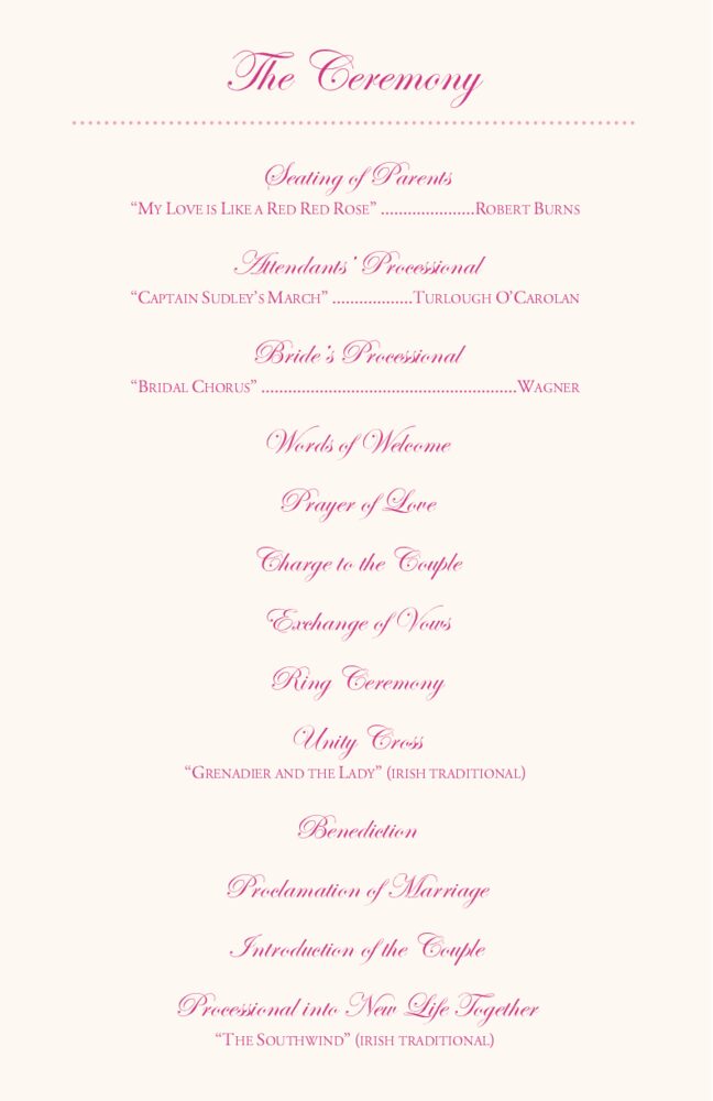 A Kiss Goodnight  Wedding Programs