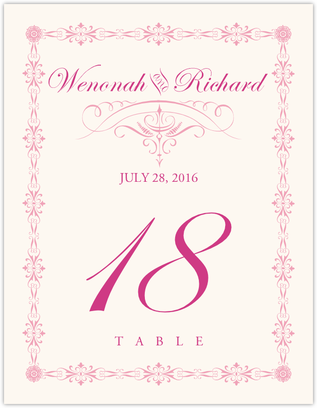 A Kiss Goodnight  Table Numbers
