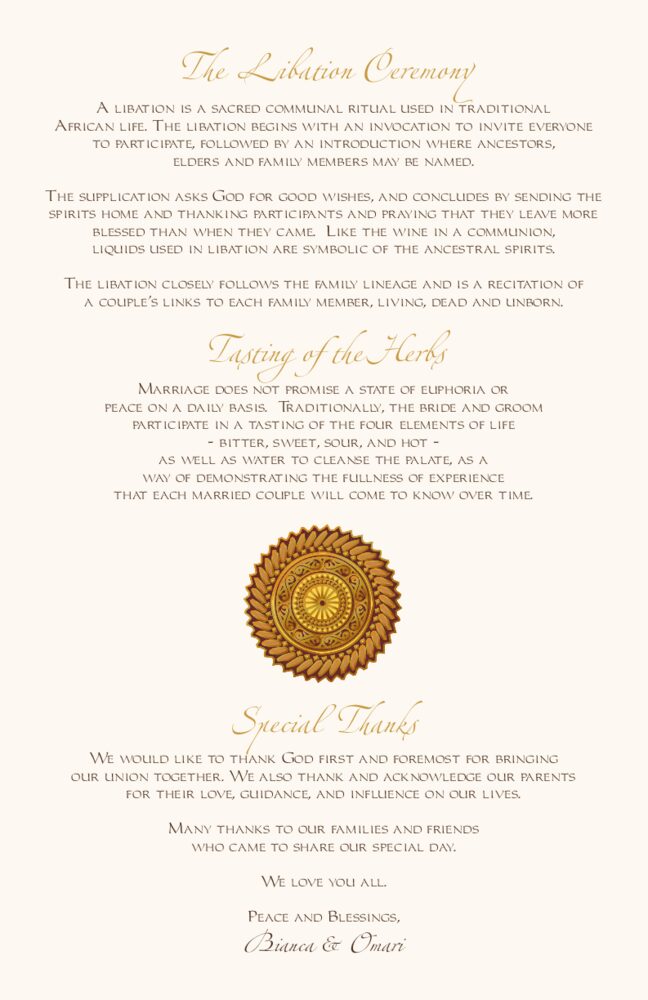 Akoma Adinkra Square  Wedding Programs