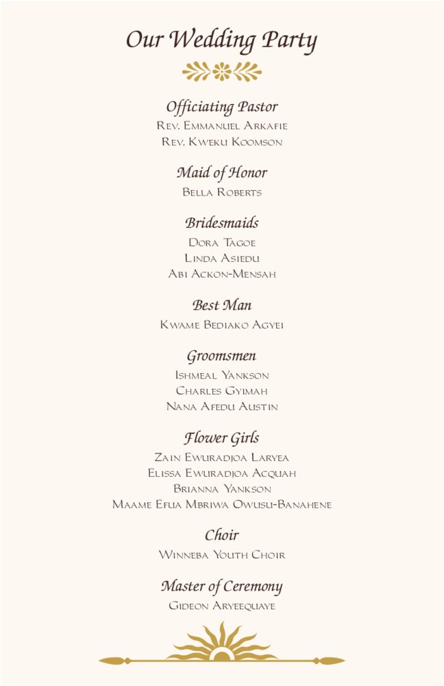 Map of Africa  Wedding Programs