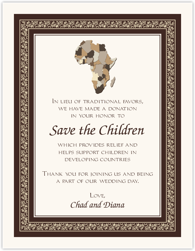 Map of Africa  Donation Cards