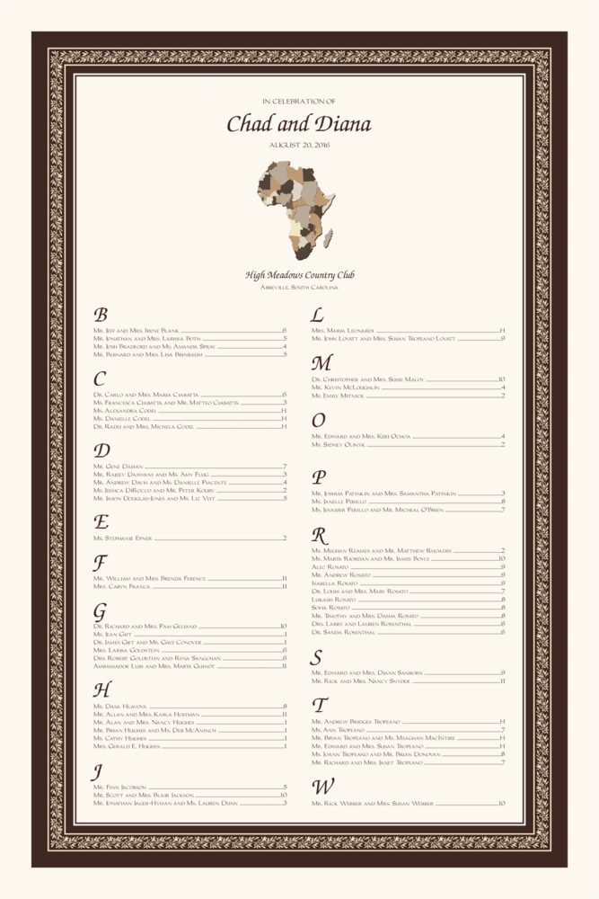 Map of Africa  Seating Charts