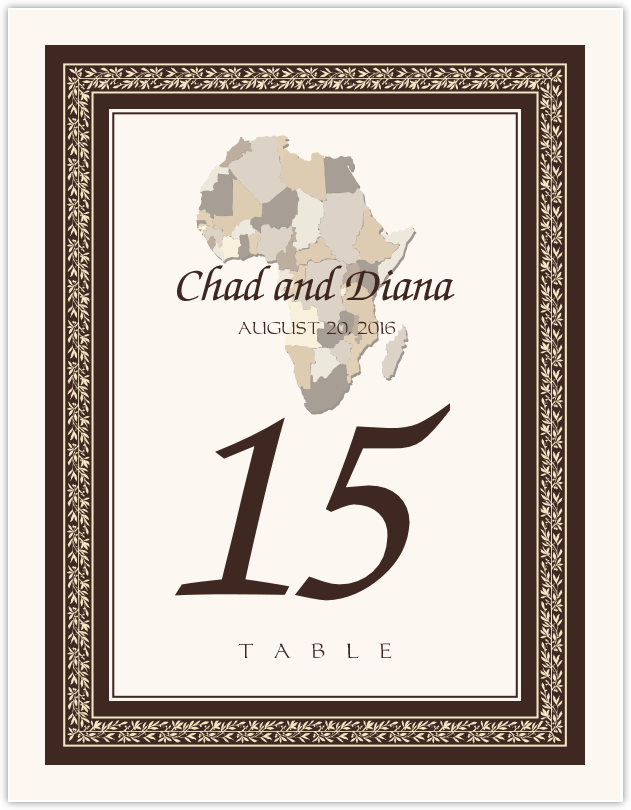 Map of Africa  Table Numbers