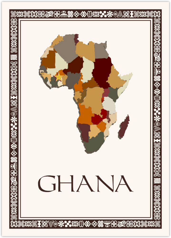 African Map Table Name with Adinkra Border  Table Names