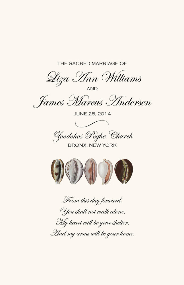 African Cowry Shell  Wedding Programs
