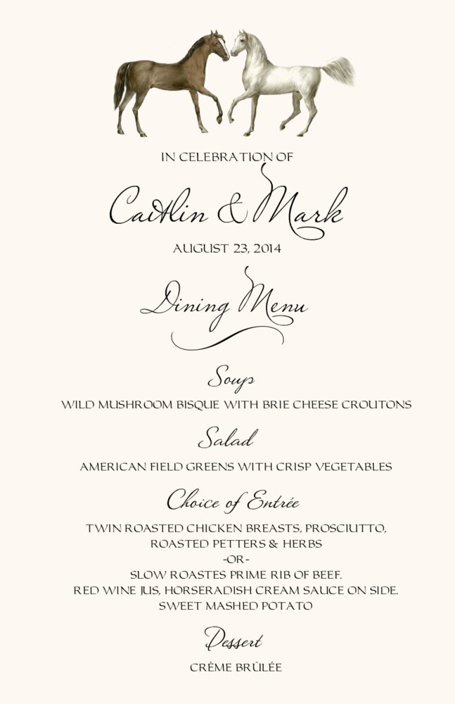 Amble  Wedding Menus