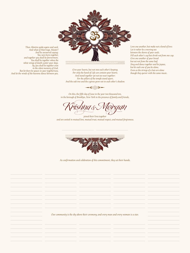 Ananda Tree  Wedding Certificates