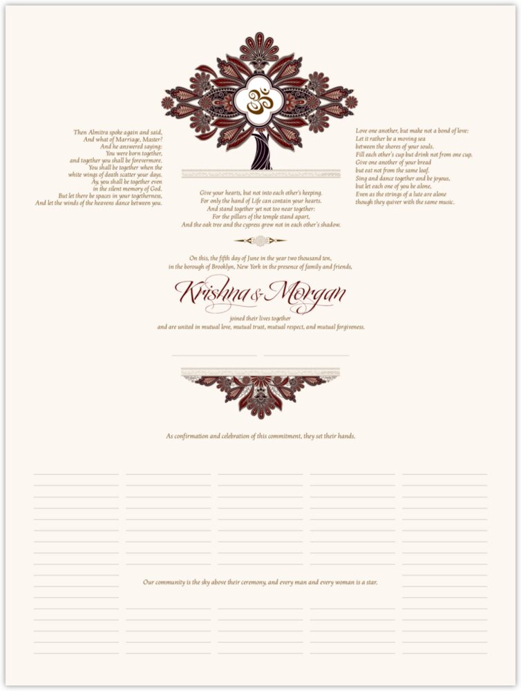 Ananda Tree  Wedding Certificates