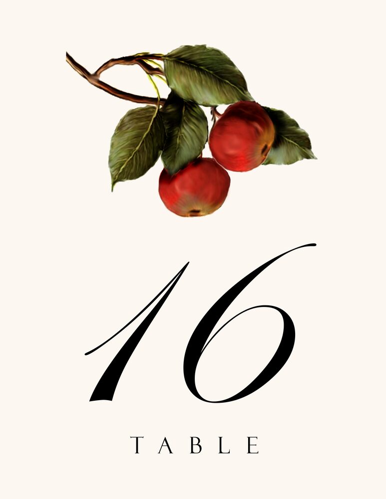 Apples  Table Numbers