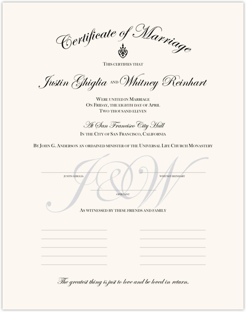 Arch Traditional  Wedding Certificates