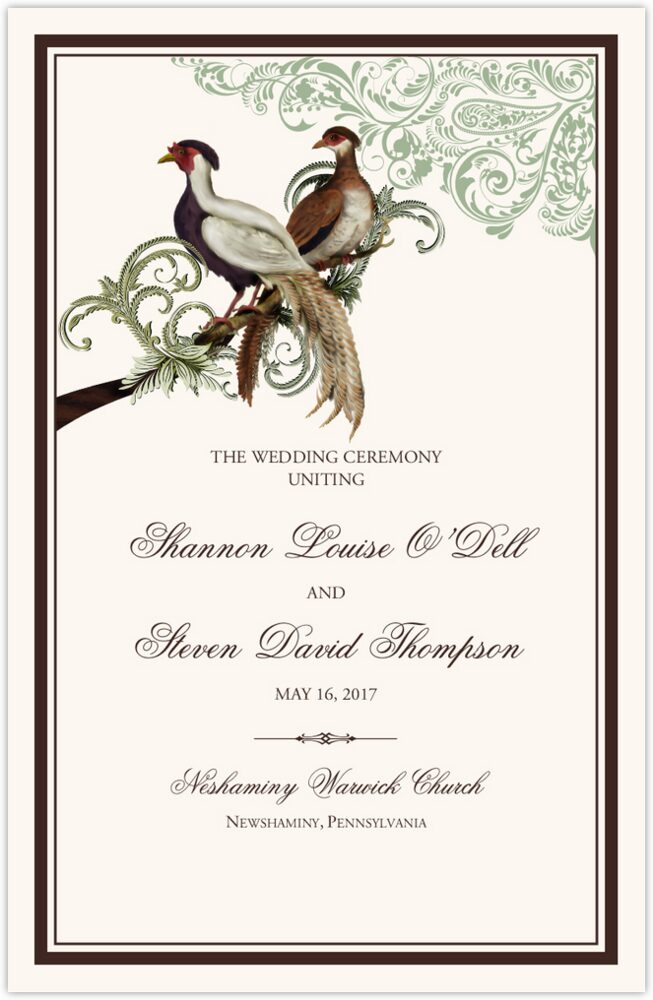 Asian Peace Birds  Wedding Programs