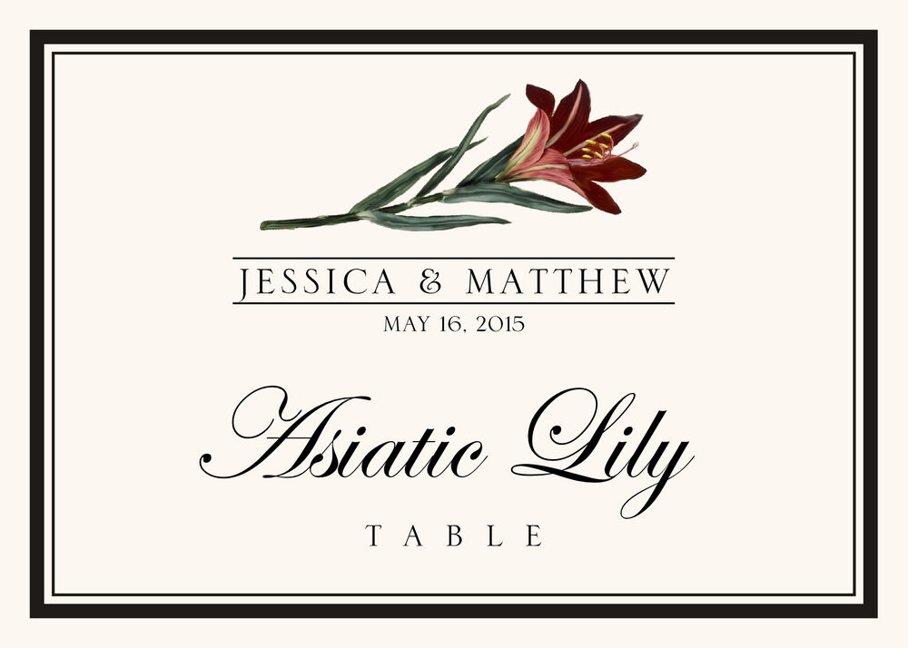 Assorted Flowers and Monogram  Table Names