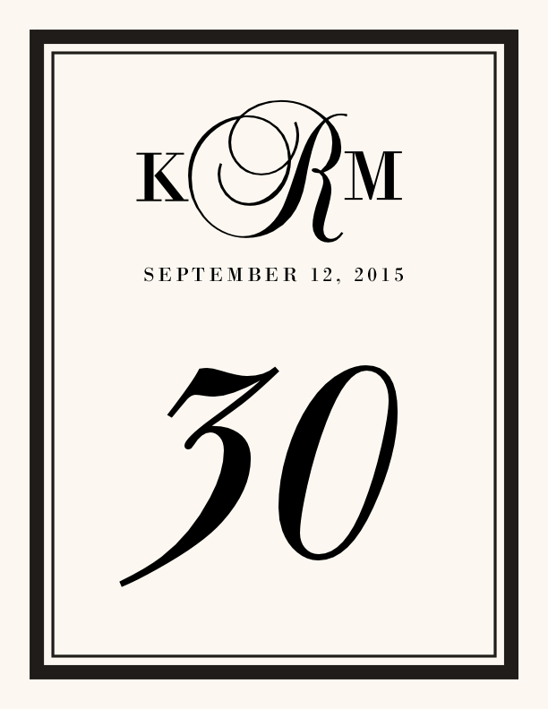 Bailly Monogram 04  Table Numbers
