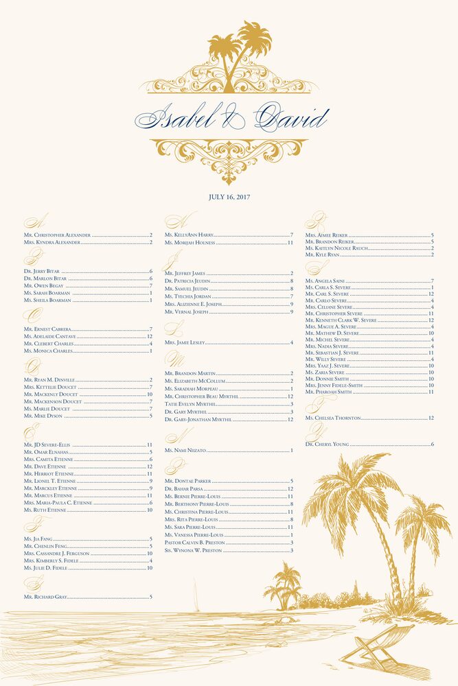 Beach Palms  Seating Charts