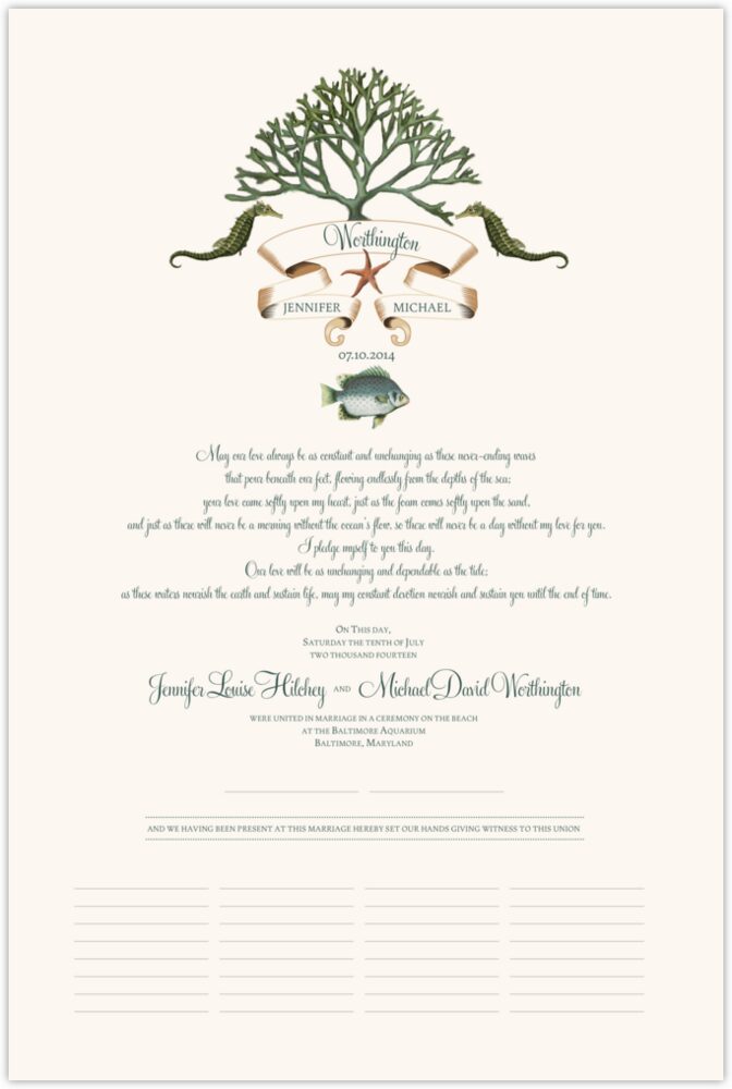 Ocean Garden  Wedding Certificates