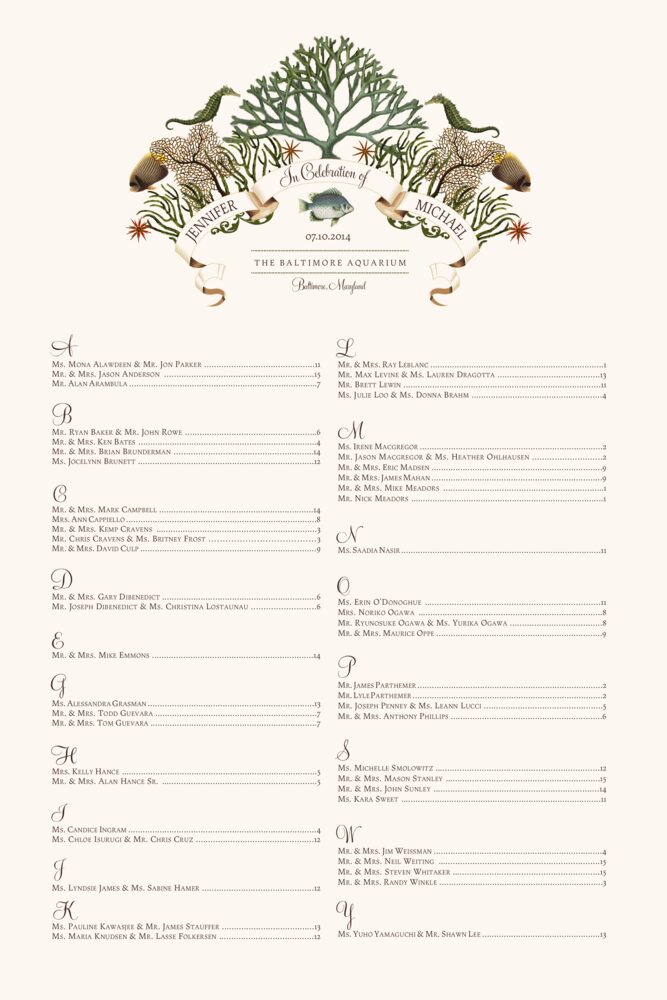 Ocean Garden  Seating Charts