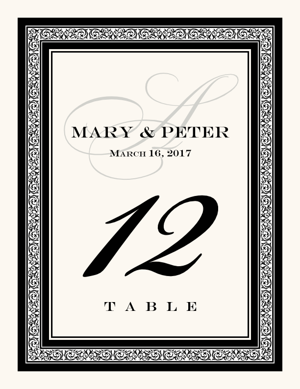 Bickham Monogram 32B  Table Numbers