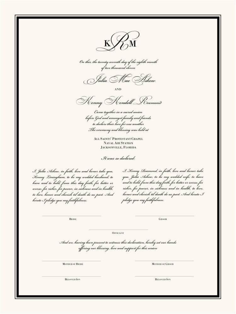 Bickham Monogram 04  Wedding Certificates