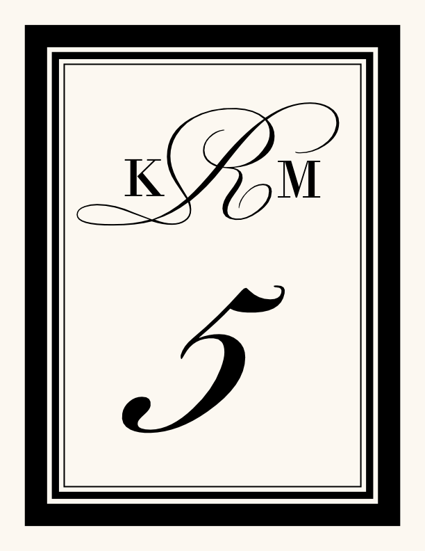 Bickham Monogram 04  Table Numbers