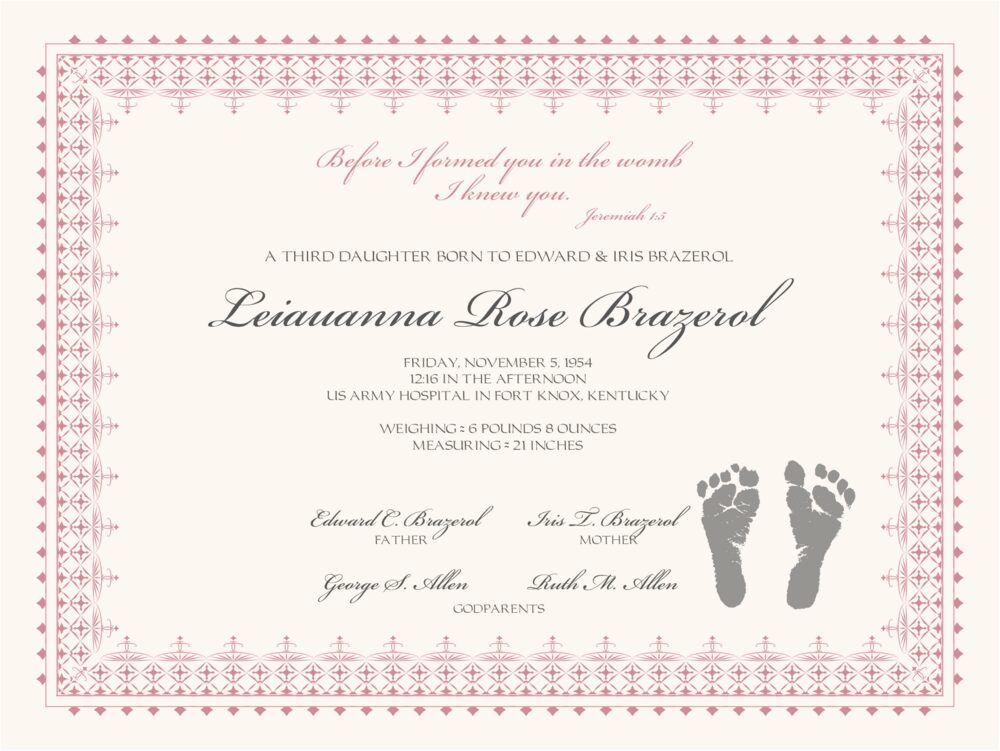 Footprints  Baby Certificates