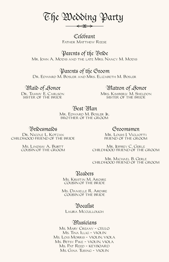 Blackletter Gothic  Wedding Programs