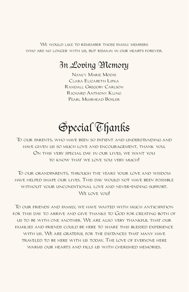 Blackletter Gothic  Wedding Programs