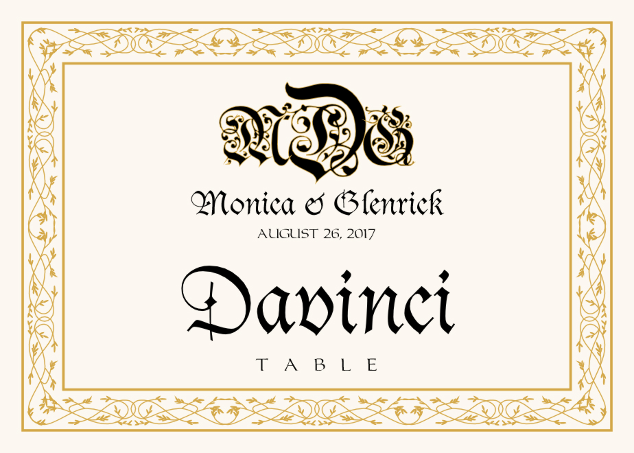 Blackletter Gothic  Table Names