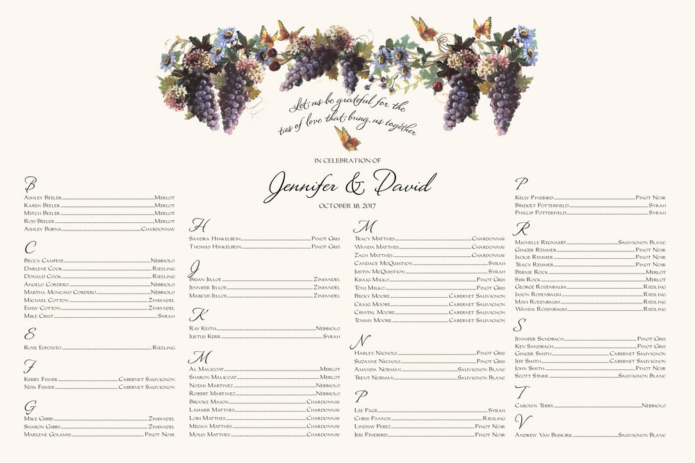 Blue Grapes and Butterflies 2  Seating Charts