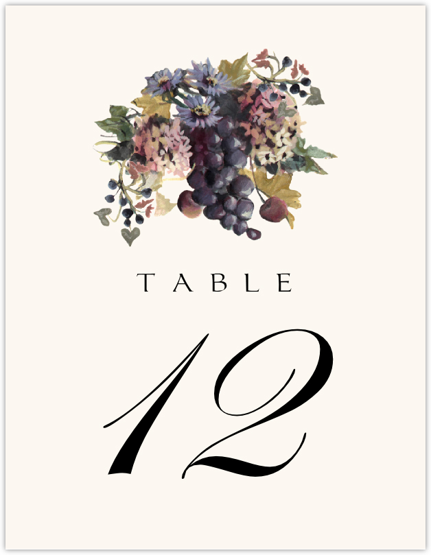 Blue Grapes and Chicory 01  Table Numbers