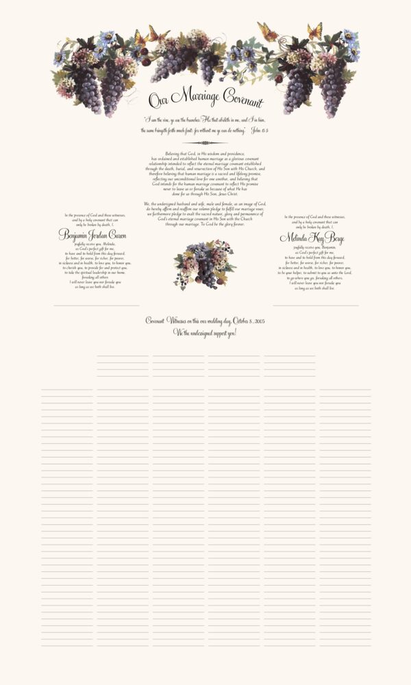 Blue Grapes and Butterflies  Wedding Certificates