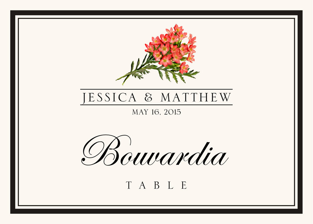 Assorted Flowers and Monogram  Table Names