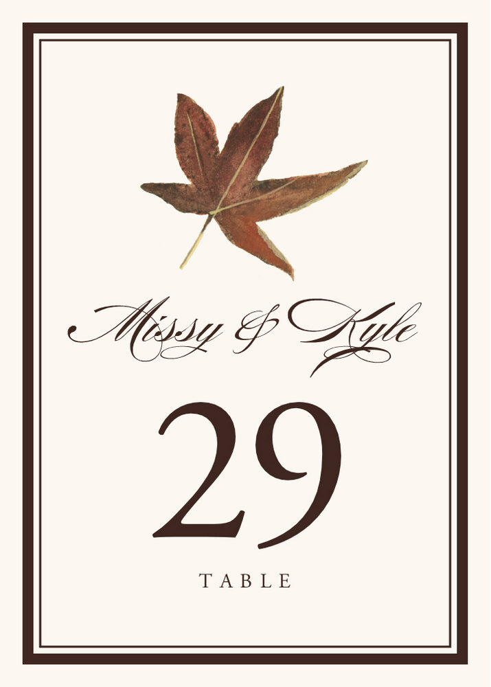 Colorful Leaves Assortment 01  Table Numbers